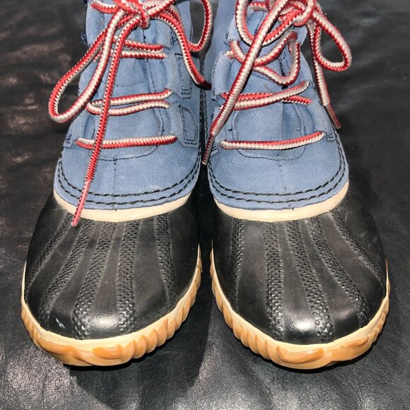 SOREL OUT 'N ABOUT WATERPROOF ANKLE DUCK RAIN BOOTS in RED WHITE & BLUE EUC W 8 - Picture 4 of 13